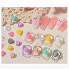 10 Pcs Decorations 3D Peach Nail Art Sequins Love Heart Luxury Crystal Drills
