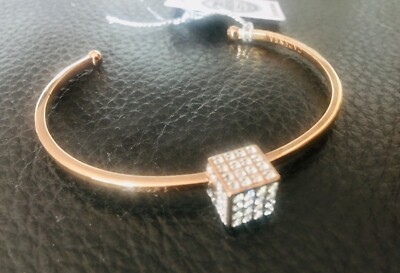 CADENZA Elementary Cube Armreif Rose-Gold mit Swarovski-Kristallen
