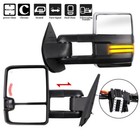 For 07-14 Silverado Sierra Chrome Power Heated Dynamic Running Light Tow Mirrors