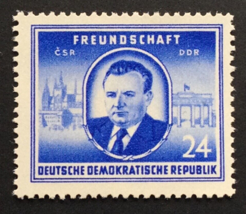 DDR 1952 postfrisch Mi-Nr 302** 24 Pfennig Freundschaft, Tschechischer Präsident