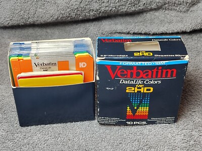 Verbatim DataLife Colors MF2HD 3.5'' Microdisks Formatted IBM 10 Pack 1.44MB New