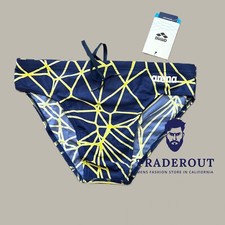 Arena men navy blue yellow Carbonics pro Swim Brief bikini swimwear size 34 36