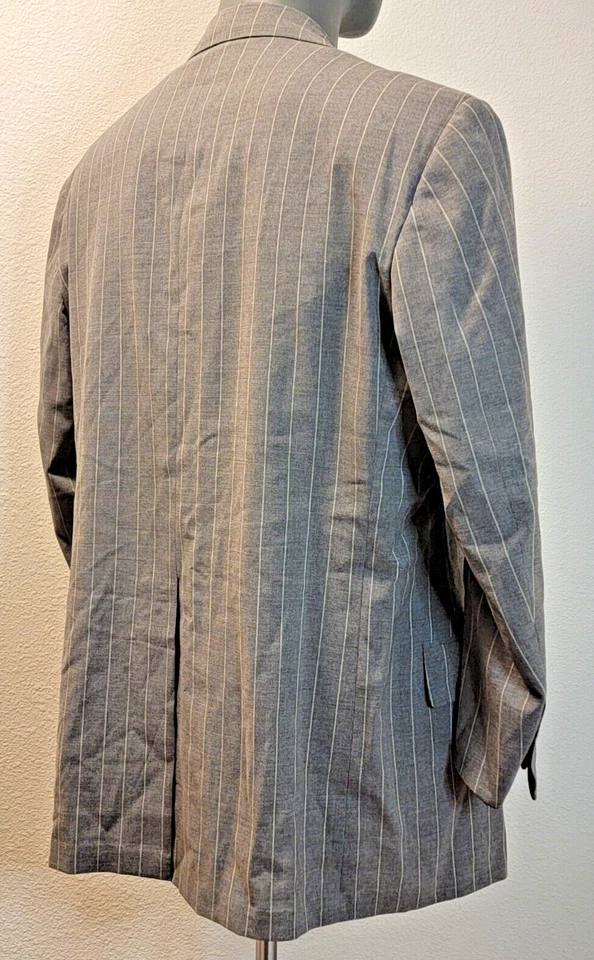 Chaqueta Blazer Oxford Clothes Para Hombre Talla 46 Tres Botones Gris Rayas Foto 4 de 4
