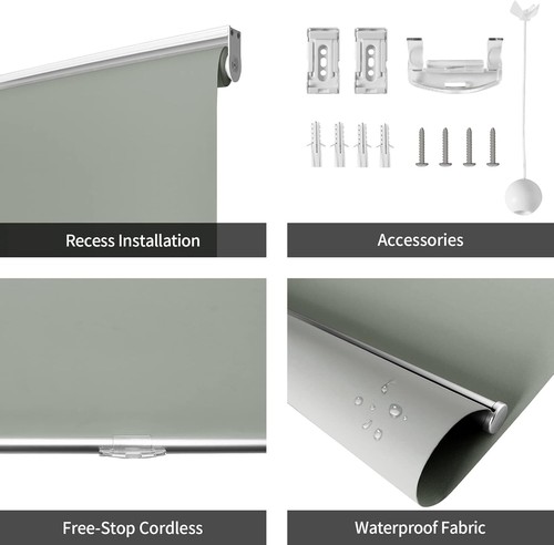 Dark Grey 100% Blackout Cordless Roller Window Shades - Safe & Stylish Solution - Picture 5 of 9