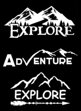 3 Pack Explore Mountains Hiking Adventure Vinyl Decal car truck window Camper