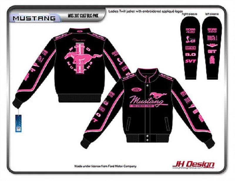 Authentic Ford Mustang Women Cut Cotton Twill Black Pink Authentic Ford Mustang Women Cut Cotton Twill Black Pink