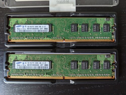 Samsung 2 x 1GB 1Rx8 PC2-6400U-666-12-ZZ Memory RAM (2GB Total) M378T2863EHS-CF7 - Picture 1 of 2