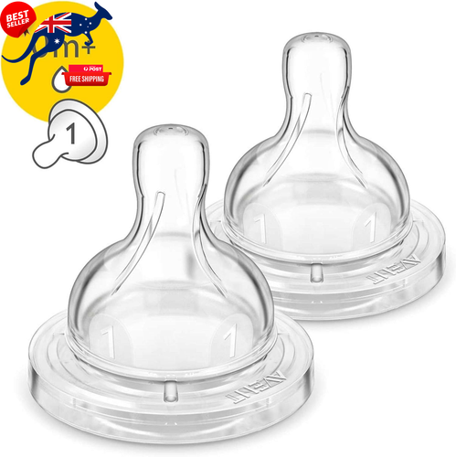 Philips Anti-Colic Teats 0+ Newborn Flow, Soft Silicone, BPA Free - 2-Pack - Picture 2 of 14