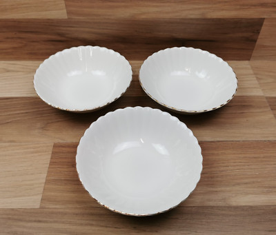 3 x Royal Albert Val D'or Weiß & Gold Bone China 6,25'' Müslischalen - unbenutzt