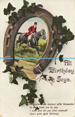 R563106 All Birthday Joys Dieses Hufeisen mit Blüten geschmückt 1920