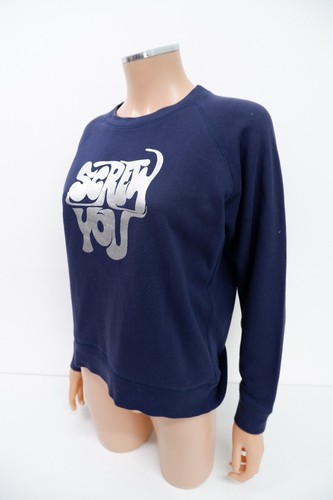 Alexa Chung Womens Jumper Sweatshirt Size M Medium Navy Blue Printed - Picture 3 of 9
