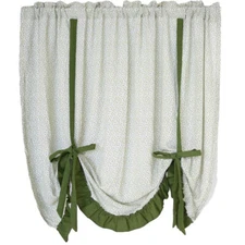 Bohemian Print Short Tie-Up Curtain for Window Cafe Cabinet Drape Valance Decor