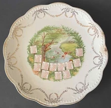 1910 CALENDAR PLATE THE OLD SWIMMING HOLE JAMES WHITCOMB RILEY POEM SUMMERTIME