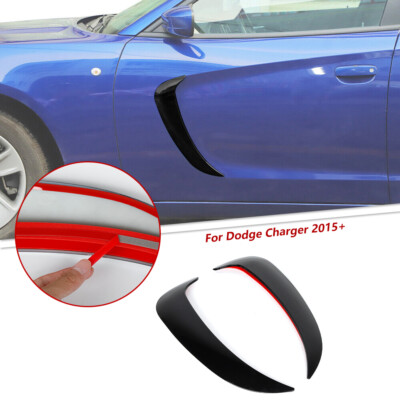Front Door Side Fender Scoops Fin Vent Cover Trim Decor For Dodge Charger 2015+