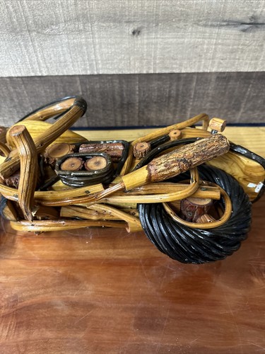 Wooden Motorcycle Vintage Figure from Different Types of Wood XL Size 17” Long - 第 9/9 張圖片