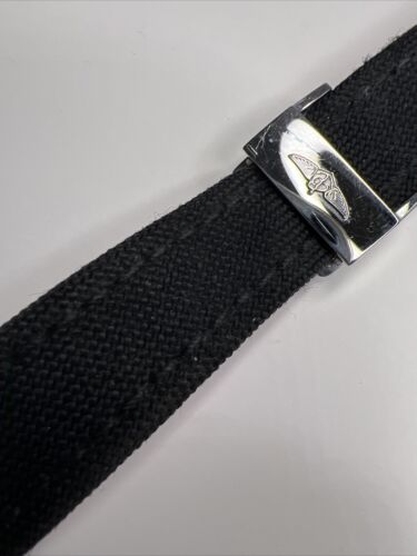 Authentic Breitling 22mm x 20mm Black Fabric 101W Strap & A20D.1 Deployant Clasp - Picture 3 of 16