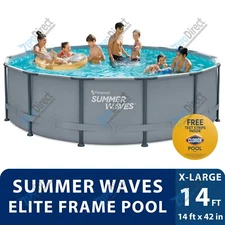 Summer Waves 14ft x 42 Elite Metal Frame Pool with Filter, Pump, Cover, & Ladder
