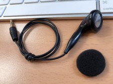 3.5mm Mono Earbud Single Earpiece Headphone For Phone PC Radio Black White