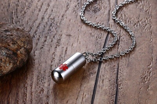 Herren Halskette Edelstahl Geheimfach Anhänger SOS Notfall Kapsel Schmuck Kette - Bild 4 von 6