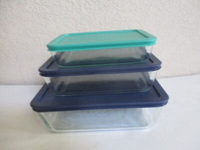 3 Pyrex Storage Containers Clear Glass with Lids 3 Cup, 6 Cup, 11 Cup | eBay
