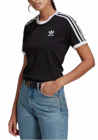 Adidas Originals 3-Stripes Tee Black T Shirt Women's Size 2XS 1080 - Picture 1 of 2
