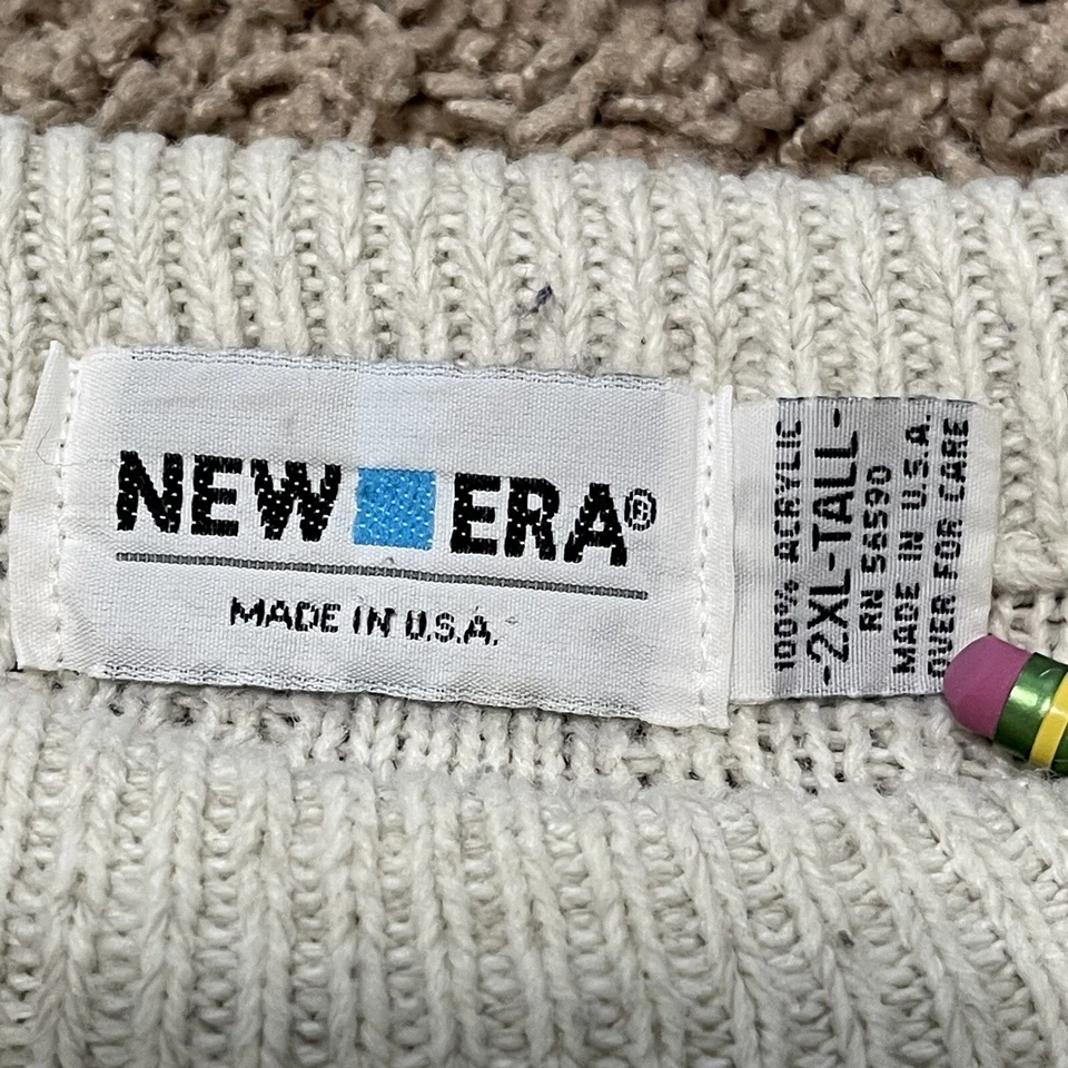 Suéter De Colección New Era Para Hombres XXL 2XLT Crema Pescador Tejido Peso Pesado Cuello Redondo EE. UU. Foto 2 de 4