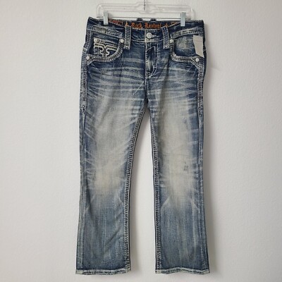 Rock Revival Flynn Slim Boot Denim Jeans Size 32x30 Blue | eBay