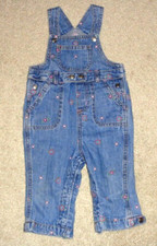 Carters Baby Girls Floral Embroidered Denim Overalls Size 12 Months