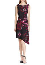 NEW AMERICAN LIVING BLACK PURPLE FLORAL MIDI FIT AND FLARE DRESS SIZE 12 $89