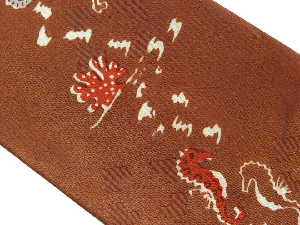 Men’s 1940’s SEAHORSE DESIGN Rayon Tie Red/White/Gray/Russet Swing Era Big Band - Image 3 of 4