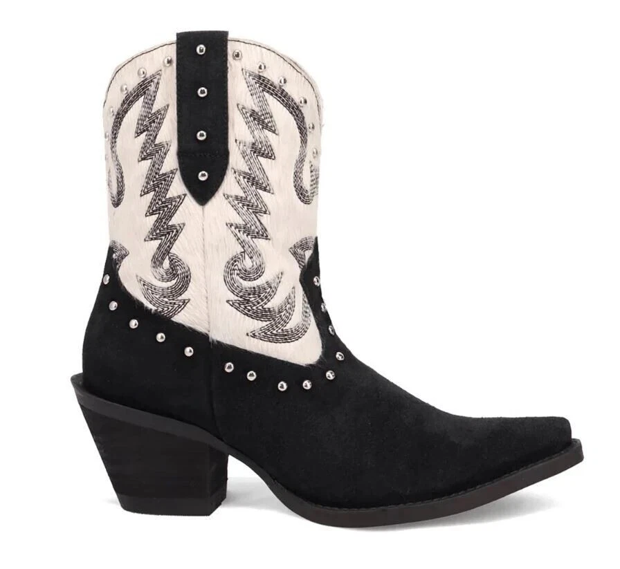 Nuevas botas occidentales Dingo para mujer negras blancas Rodeo Queen DI2222 gamuza pelo 9,5 M Foto 2 de 4