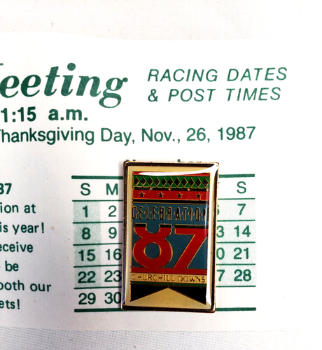 1987 Churchill Downs Pin Celebration Fall Meet Horse Racing Metal Pin Vtg - Picture 4 of 5