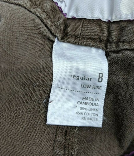 Womens OLD NAVY Bootcut Linen Pants 8 Brown Low Rise Flare Regular - Picture 5 of 6