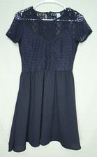 Divided by H&M Mini Dress Size 8 Black Lace Cap Sleeve A-Line Short Lined Goth