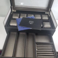 Houndsbay Yachtsman Vegan Leather Watch Jewelry Case 10 Slots With Pull Out Draw