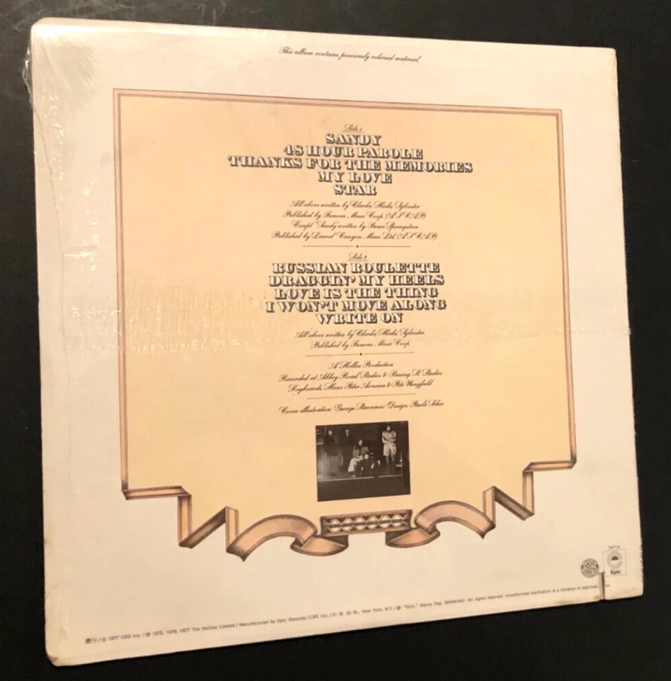 Пластинка долгоиграющая The Hollies 1977 Epic 34714 Clarke Hicks Sylvester Calvert Elliott запечатанная - Изображение 2 из 2