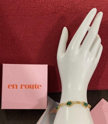 Neu in Box En Route Athena Armband mit 18K Gold auf Messing, echte Edelsteine