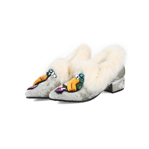 Zapatos de salón de moda para mujer con dedos puntiagudos tacón bajo bloque estilo chino - Imagen 19 de 27
