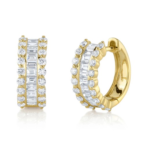 Boucles D'oreilles Huggie En Or 14k Blanc Avec Diamants Ronds 0.68 Ct - Neuf, Certifié