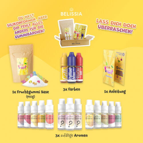 Belissia Gummibärchen Pulver DIY ca. 1KG Fruchtgummis + 3 Farben und 3 Aromen - Bild 2 von 7