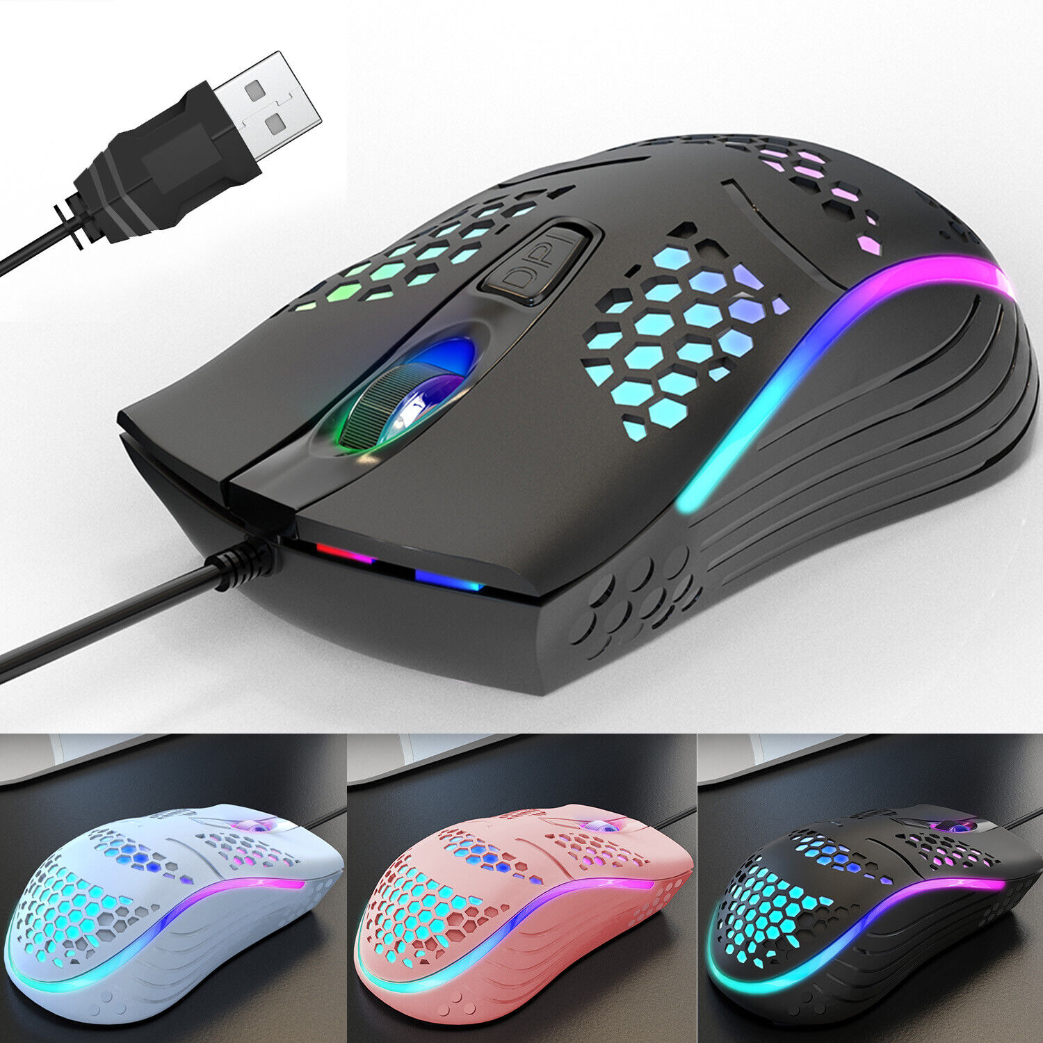 贈答 Gaming Mouse 4 Button USB Wired Breathing 1600 最大52%OFFクーポン LED D Fire