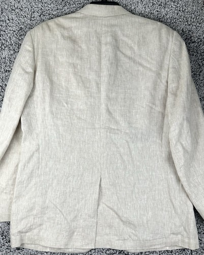 Blazer cappotto sportivo lino Haspel 42R beige marrone chiaro vestibilità regolare parzialmente foderato - Foto 10 di 13