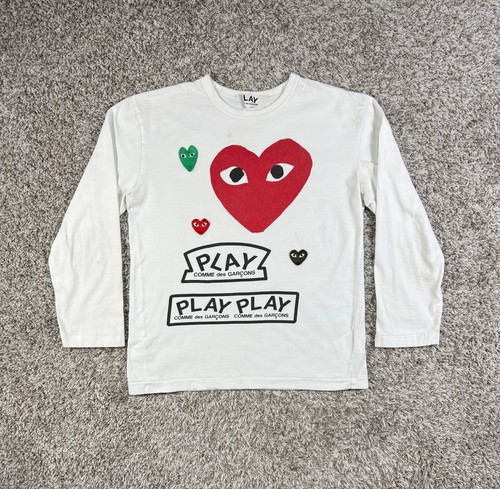 Comme Des Garcons Play Logo Print Langarm T-Shirt Gr. XL