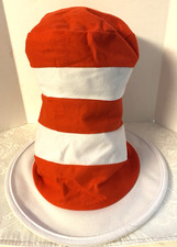 Dr. Seuss COSTUME Hat - CAT IN THE HAT Red White Striped 13 Tall 11" Around