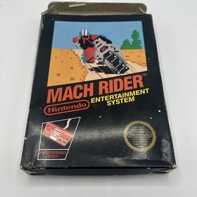 Caja Mach Rider NES manual probada 5 tornillos barra colgante sin perforar con estuche protector.