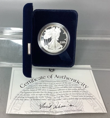 2002 W Proof American Silver Eagle - With Box & CoA