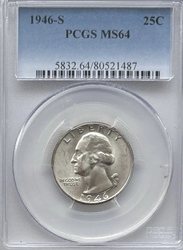 1946-S Washington Quarter 25C PCGS MS-64 Choice BU Silver SF Coin #572