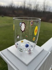 Leonardo Murano Style Millefiori Art Glass Tumbler 4.3” Hand Blown VTG