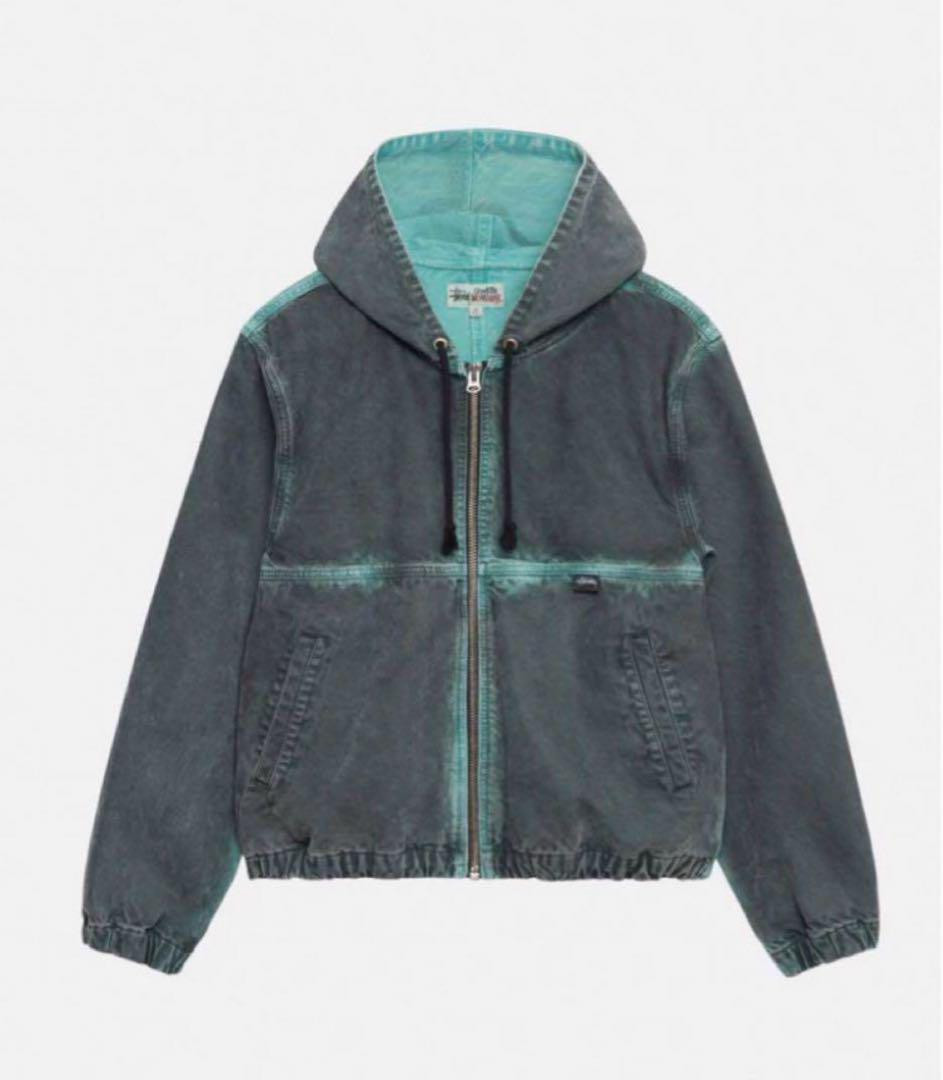 Stussy Spray Dye Hooded Work Jacket Mens Size M Black Stussy Spray Dye Hooded Work Jacket Mens Size M Black