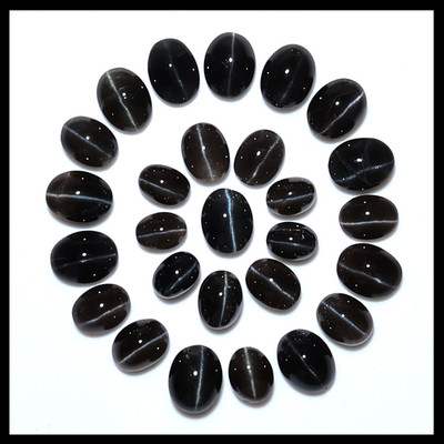 Watcher s Line   27 PC Diopside Cat s Eye Cabochon Collection   7-9mm Rare Gems